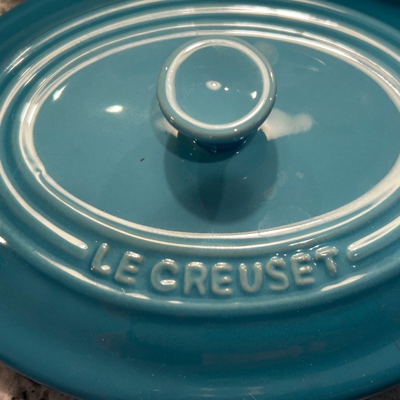Le Creuset Blue TURQUOISE TEAL Mini Cocotte OVAL - Picture 7 of 12